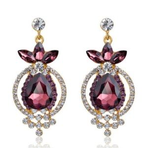 PAGEANT Burgundy Drop Earrings